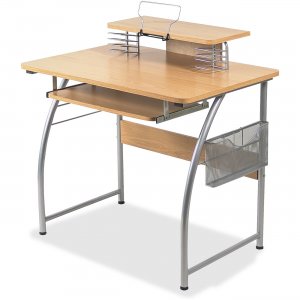 Lorell 14337 Upper Shelf Laminate Computer Desk