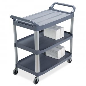 Rubbermaid 409100 GRAY 3-Shelf Mobile Utility Cart