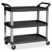 Rubbermaid 409100 BLA 3-Shelf Mobile Utility Cart