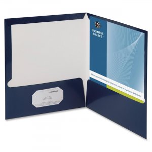 Business Source 44430 Two-Pocket Folders with Business Card Holder BSN44430