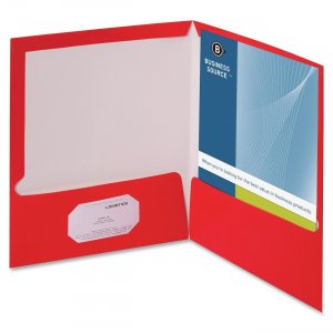 Business Source 44426 Two-Pocket Folders with Business Card Holder BSN44426