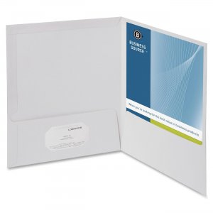 Business Source 44424 Two-Pocket Folders with Business Card Holder BSN44424