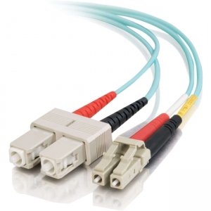 C2G 01130 15m LC-SC 10Gb 50/125 OM3 Duplex Multimode PVC Fiber Optic Cable - Aqua