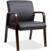 Lorell 40201 Black Leather Wood Frame Guest Chair