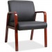 Lorell 40202 Black Leather Wood Frame Guest Chair