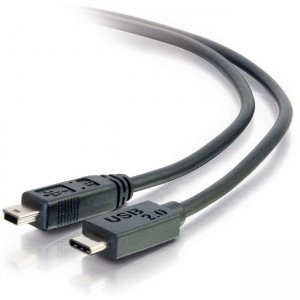 C2G 28854 3ft USB 2.0 USB-C to USB-Mini B Cable M/M - Black