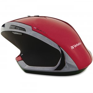 Verbatim 99021 Wireless Desktop 8-Button Deluxe Blue LED Mouse - Red