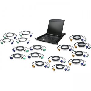 Iogear GCL1916KIT 16-Port 19" LCD KVM Drawer Kit with PS/2 and USB KVM Cables GCL1916