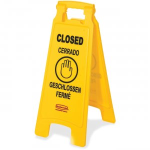 Rubbermaid Commercial 6112-78YW 6112-78 Floor Sign with Multi-Lingual "Closed" Imprint, 2-Sided RCP611278YW