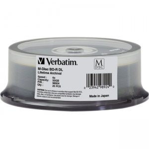 Verbatim 98924 M-Disc BD-R DL 50GB 6X with Branded Surface - 25pk Spindle