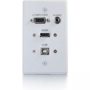 C2G 39706 HDMI, VGA, 3.5mm Audio And USB Pass Through Single Gang Wall Plate - White