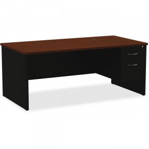 Lorell 79143 Walnut Laminate Comm. Steel Desk Series