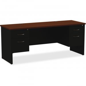 Lorell 79157 Walnut Laminate Comm. Steel Desk Series