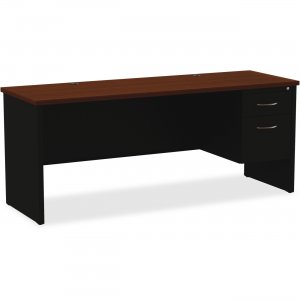 Lorell 79161 Walnut Laminate Comm. Steel Desk Series