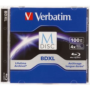 Verbatim 98912 M-Disc BDXL 100GB 4X with Branded Surface - 1pk Jewel Case