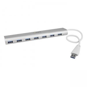 StarTech.com ST73007UA 7 Port Compact USB 3.0 Hub with Built-in Cable - Aluminum USB Hub - Silver