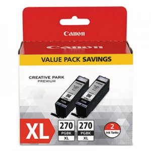 Canon CNM0319C005 0319C005 (PGI-270XL) High-Yield Ink, Black, 2/PK
