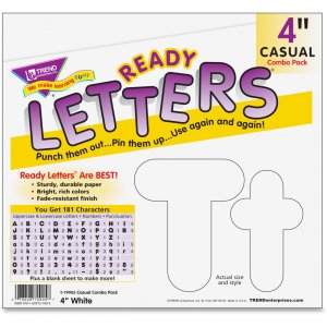 TREND 79905 White 4-Inch Casual Uppercase/Lowercase Combo Pack TEP79905