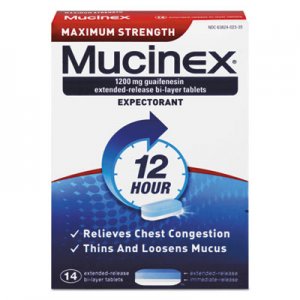 Mucinex RAC02314 Maximum Strength Expectorant, 14 Tablets/Box