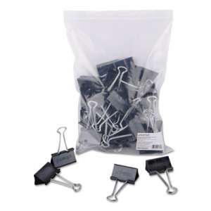 Universal UNV10220VP Binder Clips in Zip-Seal Bag, Large, Black/Silver, 36/Pack