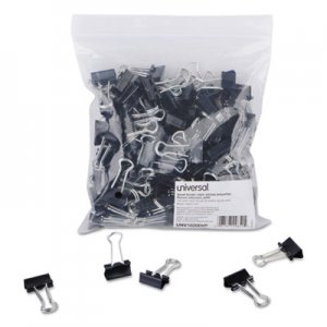 Universal UNV10200VP Binder Clips in Zip-Seal Bag, Small, Black/Silver, 144/Pack