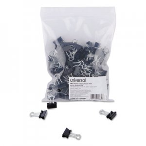 Universal UNV10199VP Binder Clips in Zip-Seal Bag, Mini, Black/Silver, 144/Pack