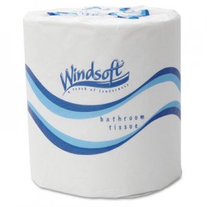 Windsoft WIN2405 Bath Tissue, Septic Safe, 2-Ply, White, 4.5 x 3, 500 Sheets/Roll, 48 Rolls/Carton