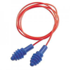 Howard Leight by Honeywell UVXDPAS30R DPAS-30R AirSoft Multiple-Use Earplugs, 27NRR, Red Polycord, Blue, 100/Box