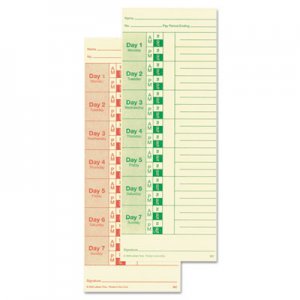 Lathem Time LTHM2100 Universal Time Card, Side Print, 3 1/2 x 9, Bi-Weekly/Weekly, 2-Sided 100/Pack