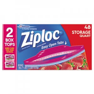 Ziploc SJN665015 Double Zipper Storage Bags, 9 3/5 x 8 1/2, 1 qt, 1.75mil, 9/Carton