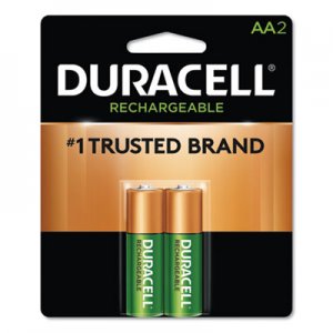 Duracell DURNLAA2BCD Rechargeable NiMH Batteries, AA, 2/PK