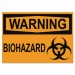 Headline Sign USS5498 OSHA Safety Signs, WARNING BIOHAZARD, Orange/Black, 10 x 14