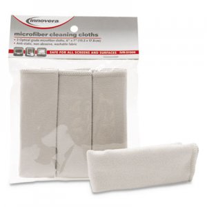 Innovera IVR51506 Microfiber Cleaning Cloths, 6" x 7", Grey, 3/Pack