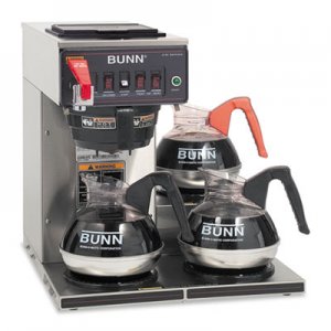 BUNN BUNCWTF153LP CWTF-3 Three Burner Automatic Coffee Brewer, Stainless Steel, Black