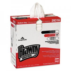 Georgia Pacific Professional GPC29316 Brawny Industrial Lightweight Shop Towel, 9 1/10" x 12 1/2", White, 200/Box