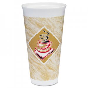 Dart DCC20X16G Foam Hot/Cold Cups, 20 oz., Cafe G Design, White/Brown with Red Accents