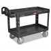 Rubbermaid Commercial RCP4546BLA Heavy-Duty 2-Shelf Utility Cart, TPR Casters, 26w x 55d x 33.25h, Black