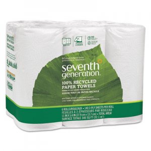 Seventh Generation 13731CT 100% Recycled Paper Towel Rolls, 2-Ply, 11 x 5.4 Sheets, 140 Sheets/RL, 24 RL