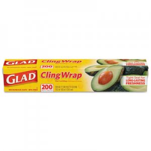 Glad CLO00020CT ClingWrap Plastic Wrap, 200 Square Foot Roll, Clear