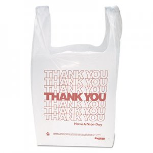 Inteplast Group IBSTHW1VAL "Thank You" Handled T-Shirt Bags, 11 1/2 x 21, Polyethylene, White, 900/Carton