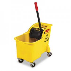Rubbermaid Commercial RCP738000YEL Tandem 31qt Bucket/Wringer Combo, Yellow