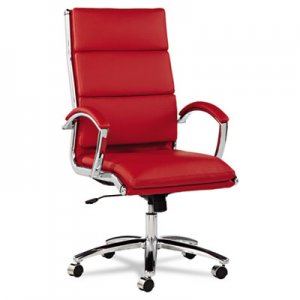 Alera ALENR4139 Neratoli Series HighBack Swivel/Tilt Chair, Red Soft Leather, Chrome Frame
