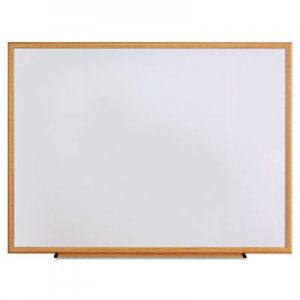 Universal UNV43618 Dry Erase Board, Melamine, 48 x 36, Oak Frame