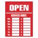 COSCO COS098072 Business Hours Sign Kit, 15 x 19, Red