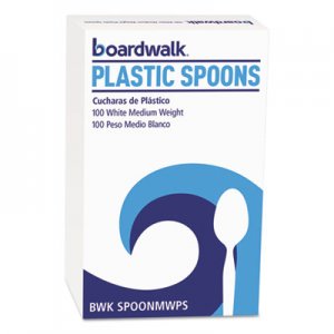 Boardwalk BWKSPOONMWPSCT Mediumweight Polystyrene Cutlery, Teaspoon, White, 10 Boxes of 100/Carton