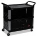 Rubbermaid Commercial RCP4095BLA Xtra Equipment Cart, 300-lb Capacity, Three-Shelf, 20.75w x 40.63d x 37.8h, Black