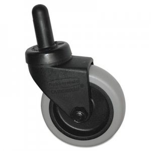 Rubbermaid Commercial SGSFG7570L20000 Replacement Swivel Bayonet Casters, 3" Wheel, Thermoplastic Rubber, Black