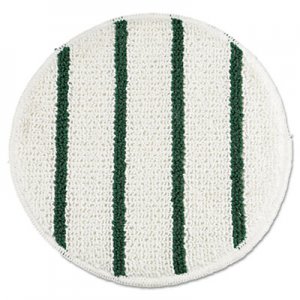 Rubbermaid Commercial RCPP269 Low Profile Scrub-Strip Carpet Bonnet, 19" Diameter, White/Green, 5/Carton