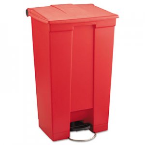 Rubbermaid Commercial RCP6146RED Indoor Utility Step-On Waste Container, Rectangular, Plastic, 23 gal, Red