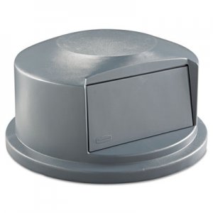 Rubbermaid Commercial RCP264788GRA Round BRUTE Dome Top Receptacle, Push Door for 44 gal Containers, 24.81w x 12.63h, Gray